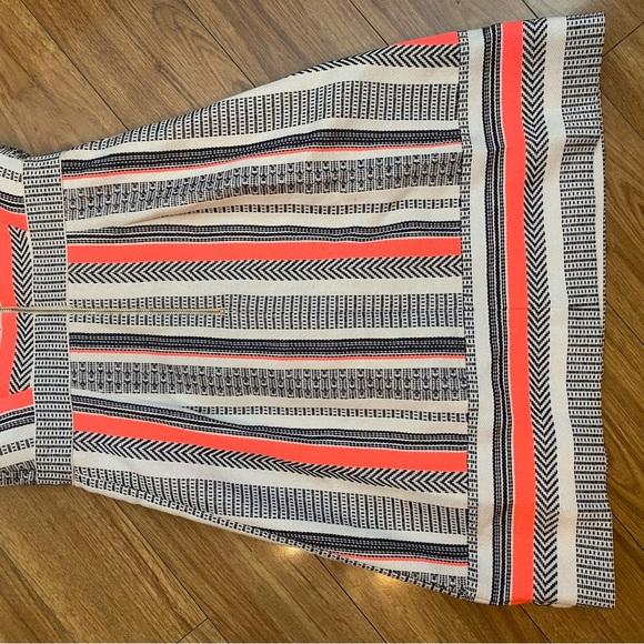 Kate Spade Ribbon Jacquard -blackwhite neon Aline midi dress size 0 - Picture 7 of 7